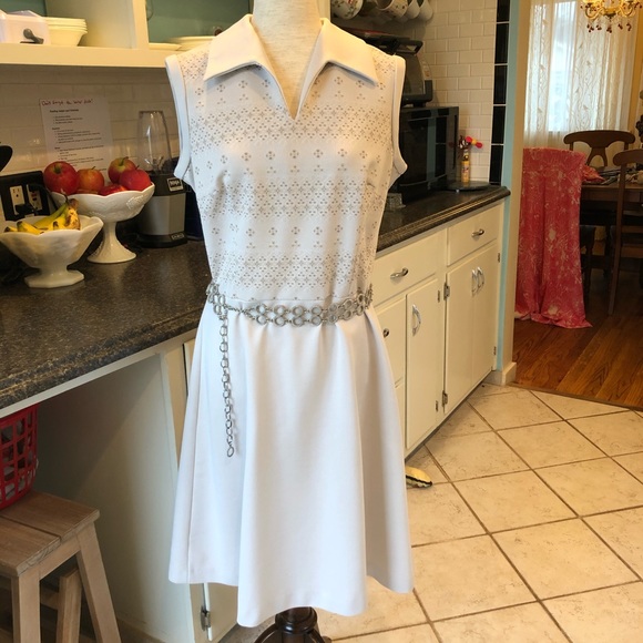 Vintage 70s Taupe Secretary Dress - Picture 2 of 5